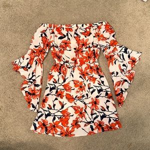 Orange pastel off the shoulder lulus dress XS